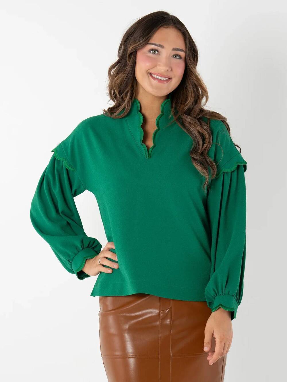 NEW EMILY MCCARTHY women's orchid top in green jacket
